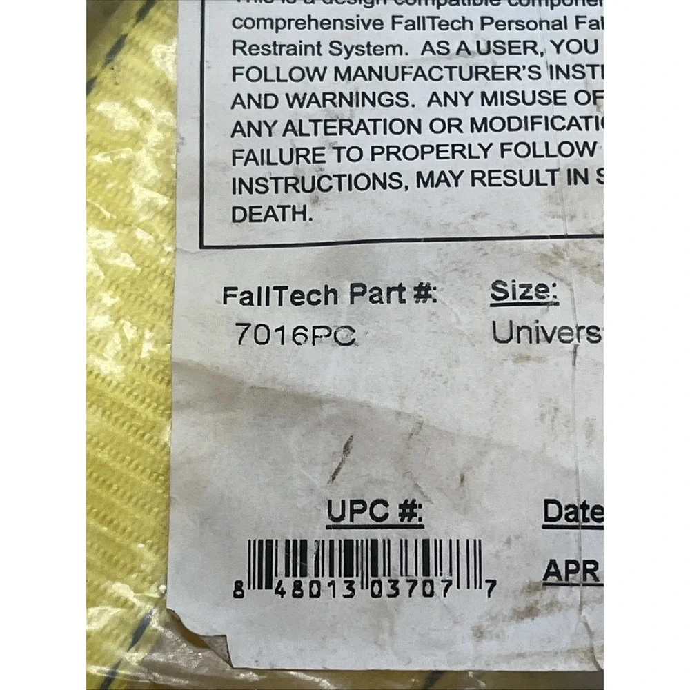 FallTech 7016PC Contractor Full Body Harness - Universal - NEW in Bag